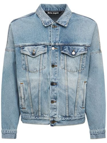 Logo Print Cotton Denim Jacket - PALM ANGELS - Modalova