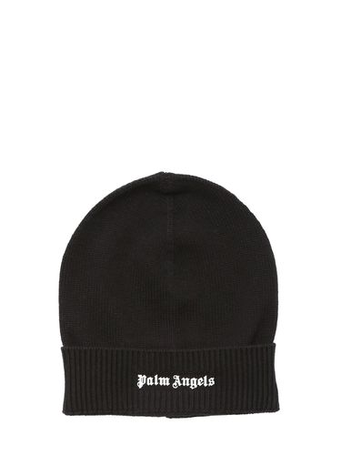 Logo Printed Cotton Knit Beanie - PALM ANGELS - Modalova