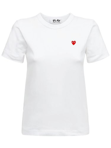 Embroidered Red Heart Cotton T-shirt - COMME DES GARÇONS PLAY - Modalova