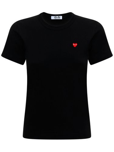 Embroidered Red Heart Cotton T-shirt - COMME DES GARÇONS PLAY - Modalova