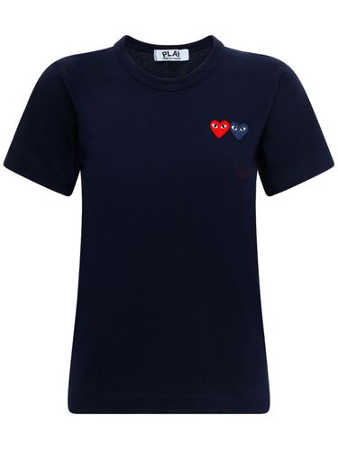 Embroidered Hearts Cotton T-shirt - COMME DES GARÇONS PLAY - Modalova