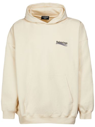 Logo Embroidery Cotton Hoodie - BALENCIAGA - Modalova