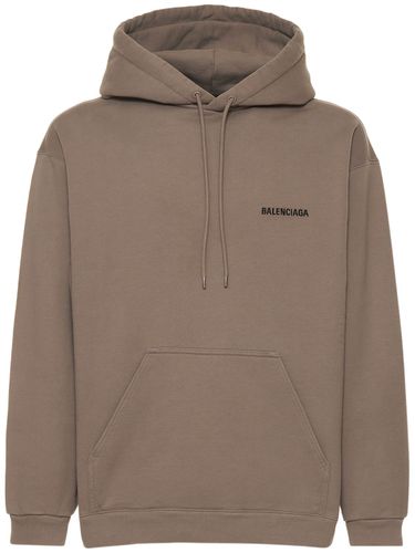 Logo Embroidery Cotton Hoodie - BALENCIAGA - Modalova