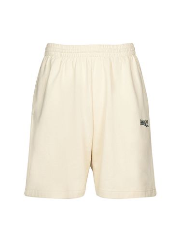 Logo Embroidery Cotton Sweat Shorts - BALENCIAGA - Modalova