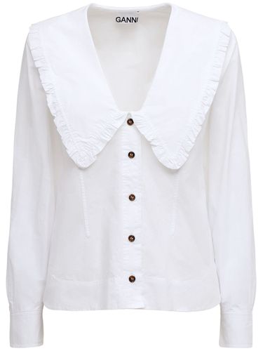 Organic Cotton Poplin Shirt - GANNI - Modalova