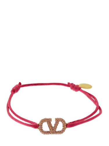 Crystal V Logo Slim Adjustable Bracelet - VALENTINO GARAVANI - Modalova