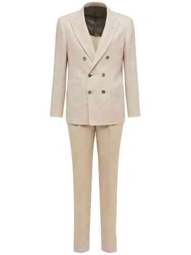 Double Breast Linen Blend Suit - BRUNELLO CUCINELLI - Modalova