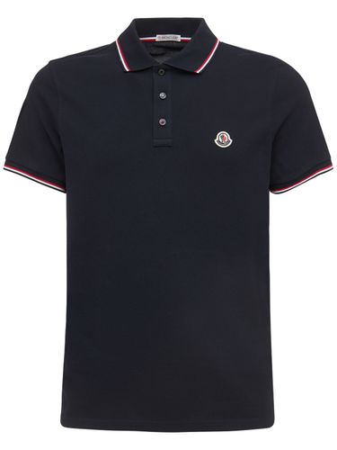 Cotton Piquet Polo Shirt - MONCLER - Modalova