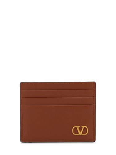 Metal Logo & Leather Card Holder - VALENTINO GARAVANI - Modalova