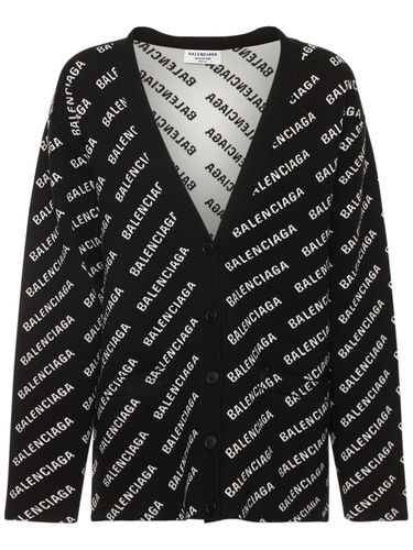 Logo Wool Blend Knit Cardigan - BALENCIAGA - Modalova