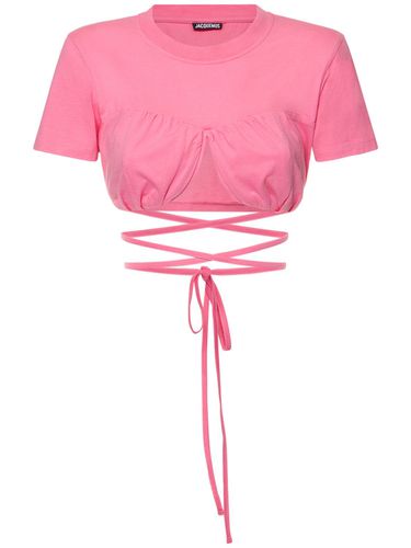 Le Tshirt Baci Cotton Self Tie Crop Top - JACQUEMUS - Modalova