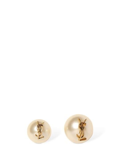 Pendientes Ysl Con Perlas Sintéticas - SAINT LAURENT - Modalova