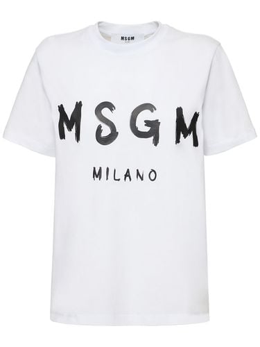 Brush Stroke Logo Printed T-shirt - MSGM - Modalova