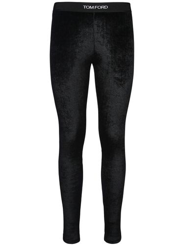 Logo Stretch Velvet Leggings - TOM FORD - Modalova