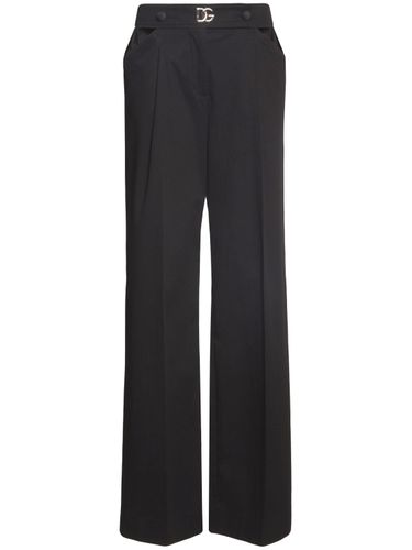 Cutout Cotton Gabardine Pants W/ Logo - DOLCE & GABBANA - Modalova