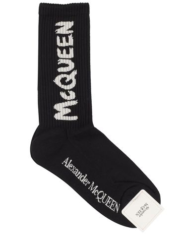 Calcetines De Algodón Con Logo Graffiti - ALEXANDER MCQUEEN - Modalova