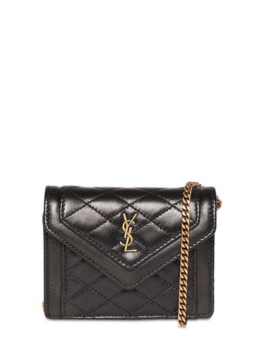 Gaby Micro Leather Chain Wallet - SAINT LAURENT - Modalova