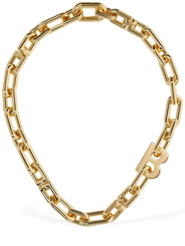 B Chain Thin Brass Necklace - BALENCIAGA - Modalova