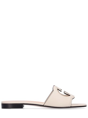 Mm Gg Cutout Leather Slide Sandals - GUCCI - Modalova