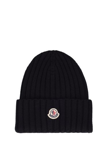 Knitted Wool Hat - MONCLER - Modalova