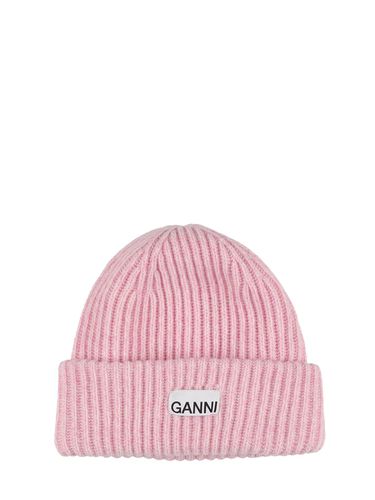 Structured Rib Knit Wool Beanie - GANNI - Modalova