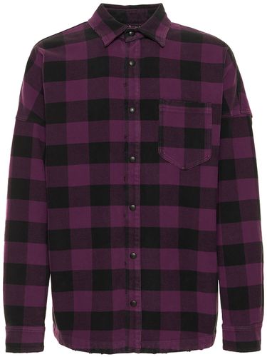 Logo Print Cotton Check Over Shirt - PALM ANGELS - Modalova