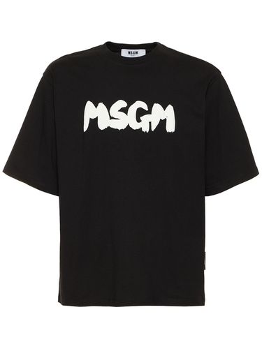 Logo Print Cotton Jersey T-shirt - MSGM - Modalova