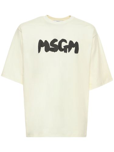 Logo Print Cotton Jersey T-shirt - MSGM - Modalova