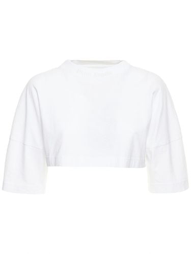 Classic Logo Oversize Cropped T-shirt - PALM ANGELS - Modalova