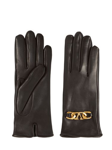 Guantes De Piel Suave Con Logo V Y Cadena - VALENTINO GARAVANI - Modalova