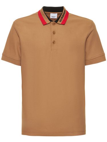 Edney Logo Collar Cotton Piqué Polo - BURBERRY - Modalova