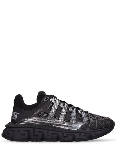 Trigreca Logo Mesh & Leather Sneakers - VERSACE - Modalova