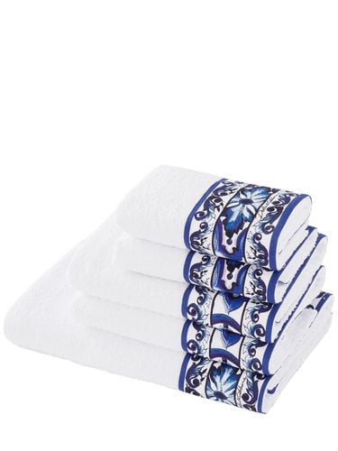 Set Of 5 Blu Mediterraneo Towels - DOLCE & GABBANA - Modalova