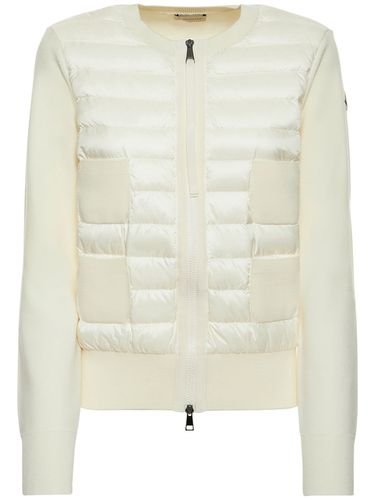 Padded Virgin Wool Zip-up Down Cardigan - MONCLER - Modalova