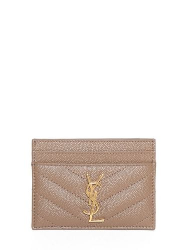 Monogram Grained Leather Card Holder - SAINT LAURENT - Modalova