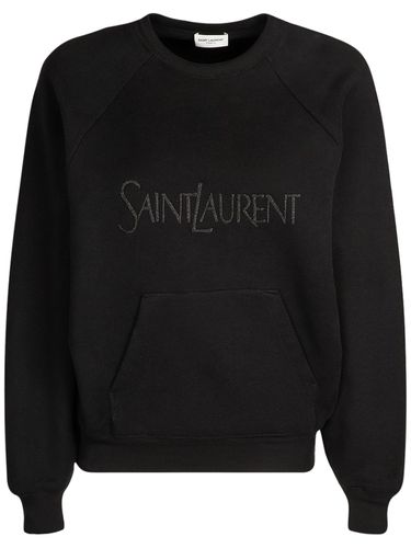 Embroidered Cotton Sweatshirt - SAINT LAURENT - Modalova