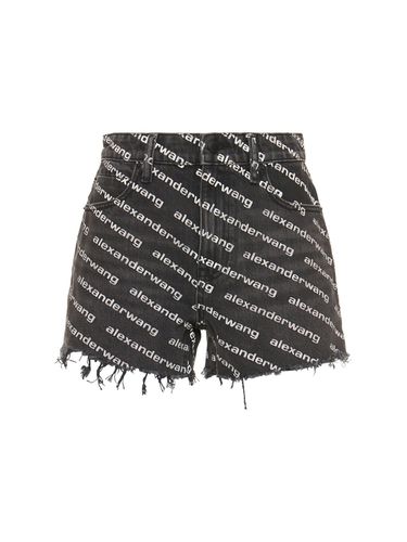 Bite Logo Cotton Denim Shorts - ALEXANDER WANG - Modalova