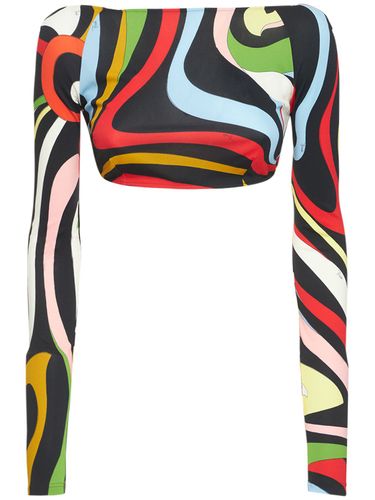 Jersey Marmo Print Crop Top - PUCCI - Modalova