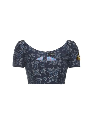 Embroidered Denim Crop Top - ETRO - Modalova