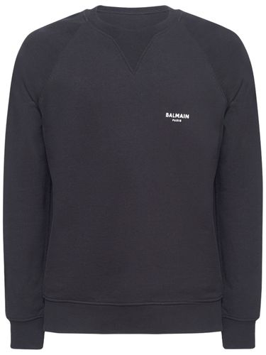 Logo Detail Flocked Sweatshirt - BALMAIN - Modalova