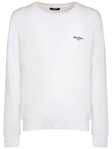 Logo Detail Flocked Sweatshirt - BALMAIN - Modalova