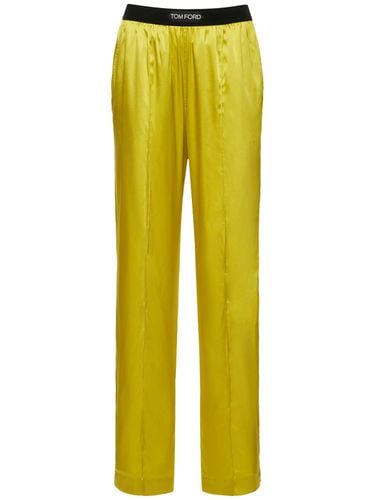 Pantalones De Pijama De Satén De Seda Con Logo - TOM FORD - Modalova