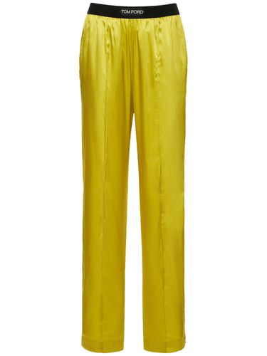 Pantaloni In Raso Di Seta Con Logo - TOM FORD - Modalova