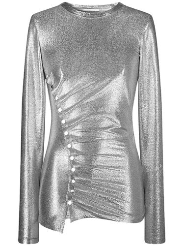 Metallic Viscose Jersey Lurex Draped Top - RABANNE - Modalova