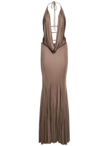 Plunge Neck Jersey Long Dress - BLUMARINE - Modalova