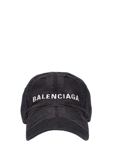 Cappello In Denim Di Cotone Distressed - BALENCIAGA - Modalova