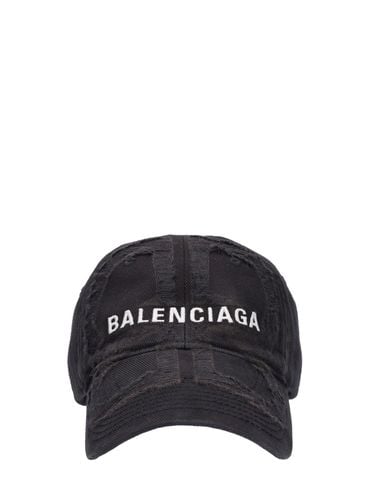 Gorra De Denim De Algodón Desgastados - BALENCIAGA - Modalova