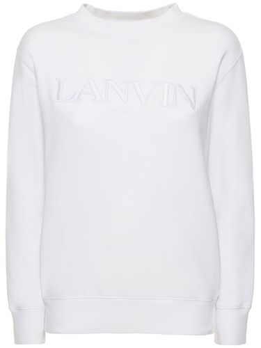 Logo Embroidered Cotton Sweatshirt - LANVIN - Modalova