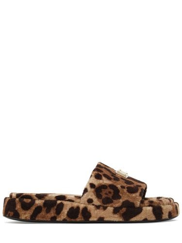 Mm Printed Terry Cloth Flat Slides - DOLCE & GABBANA - Modalova