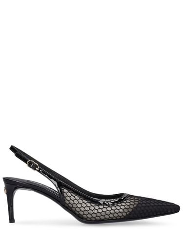 Mm Leather & Mesh Slingback Pumps - DOLCE & GABBANA - Modalova